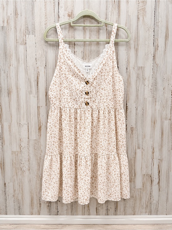 heyson Dresses & Skirts - Heyson Floral Babydoll Dress Small Cream Ditsy Floral Lace Trim Cottagecore